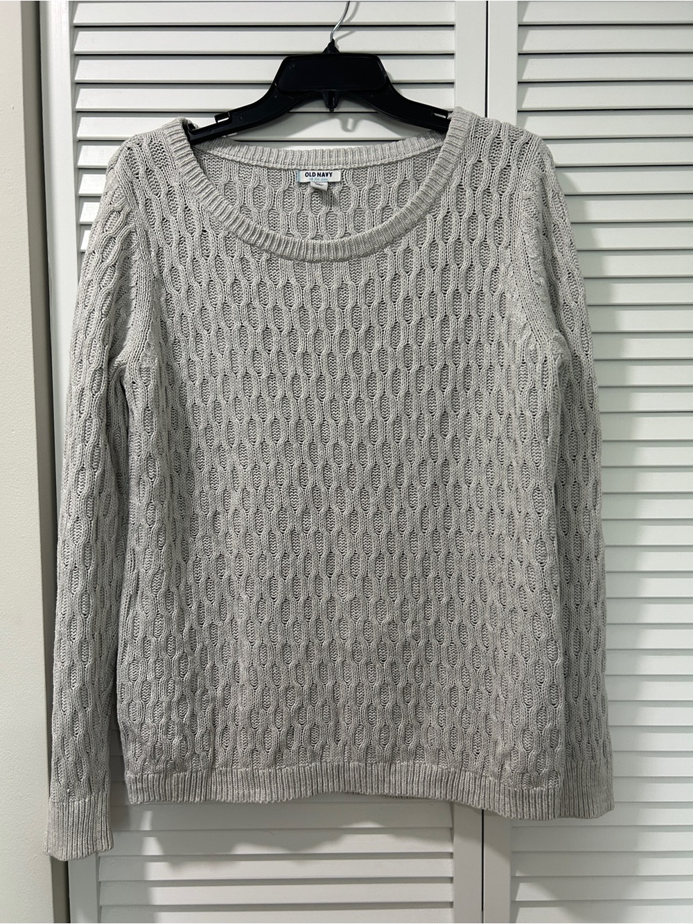 Old Navy Women's White Cable Crewneck Sweater